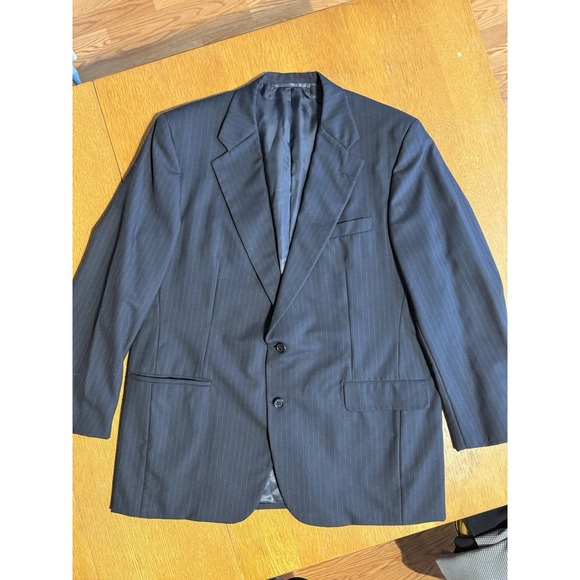 Hickey Freeman Blazer 44R Navy Pinstripe Wool Canterbury Collection USA Made Y2K